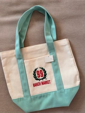 99 Ranch Market Cream and Mint Mini Pastel Canvas Tote Bag
